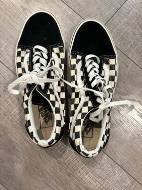 Vans Old Skool Checkerboard Sneakers - Black & White